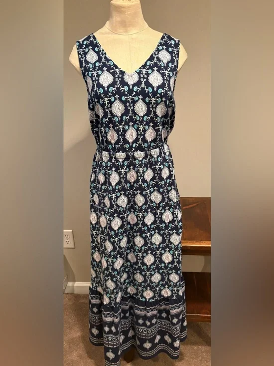 TALBOTS BOHEMIAN FLORAL JERSEY MAXI DRESS SIZE S - Picture 2 of 11